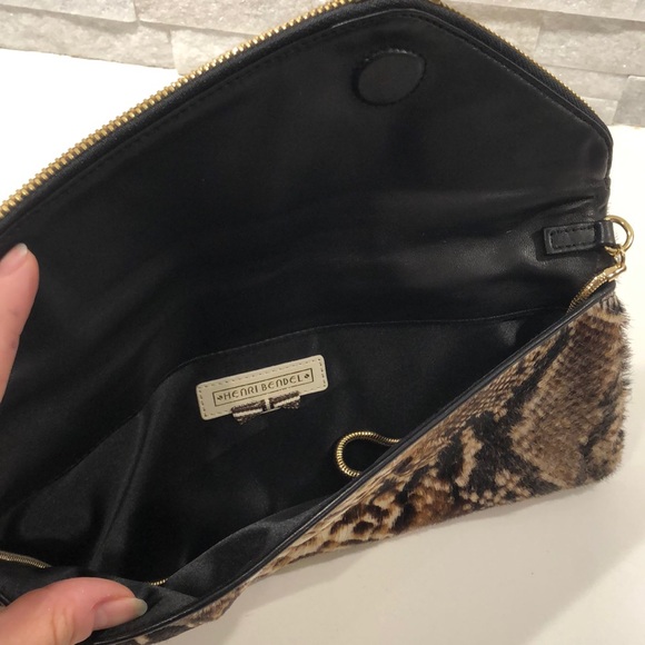 Henri Bendel ponyhair Deb slim in snake pattern